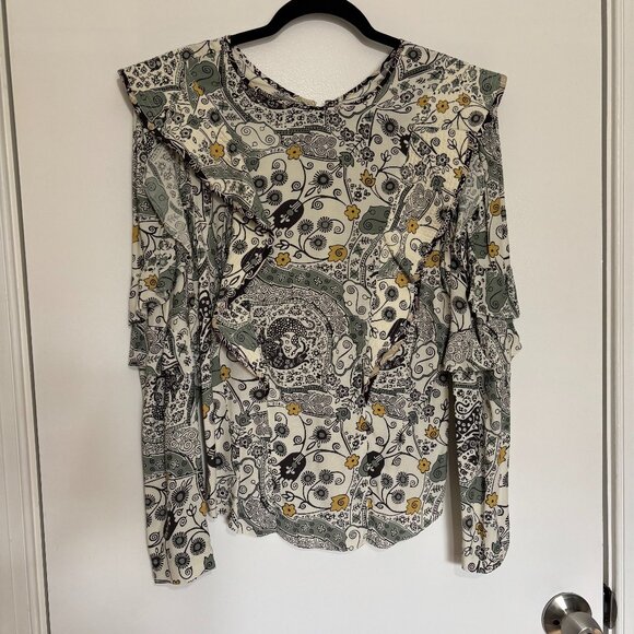 Isabel Marant Etoile Constance Top Blouse Ruffle Print 38 - Picture 2 of 9